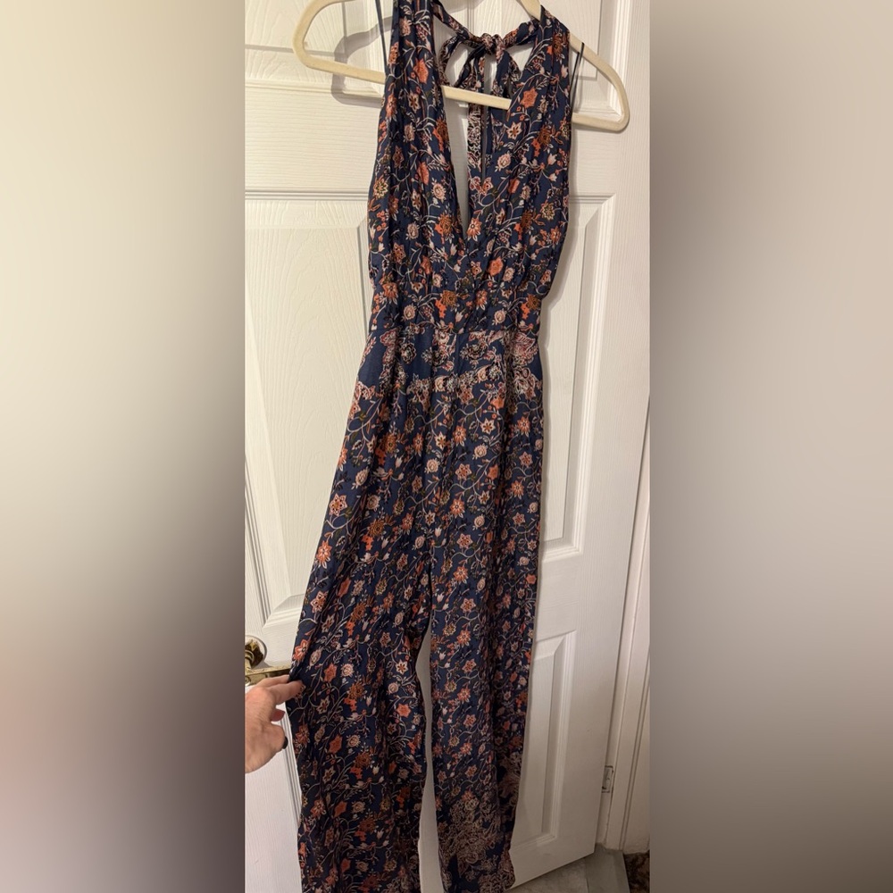 Navy Floral Halter Jumpsuit - Women's